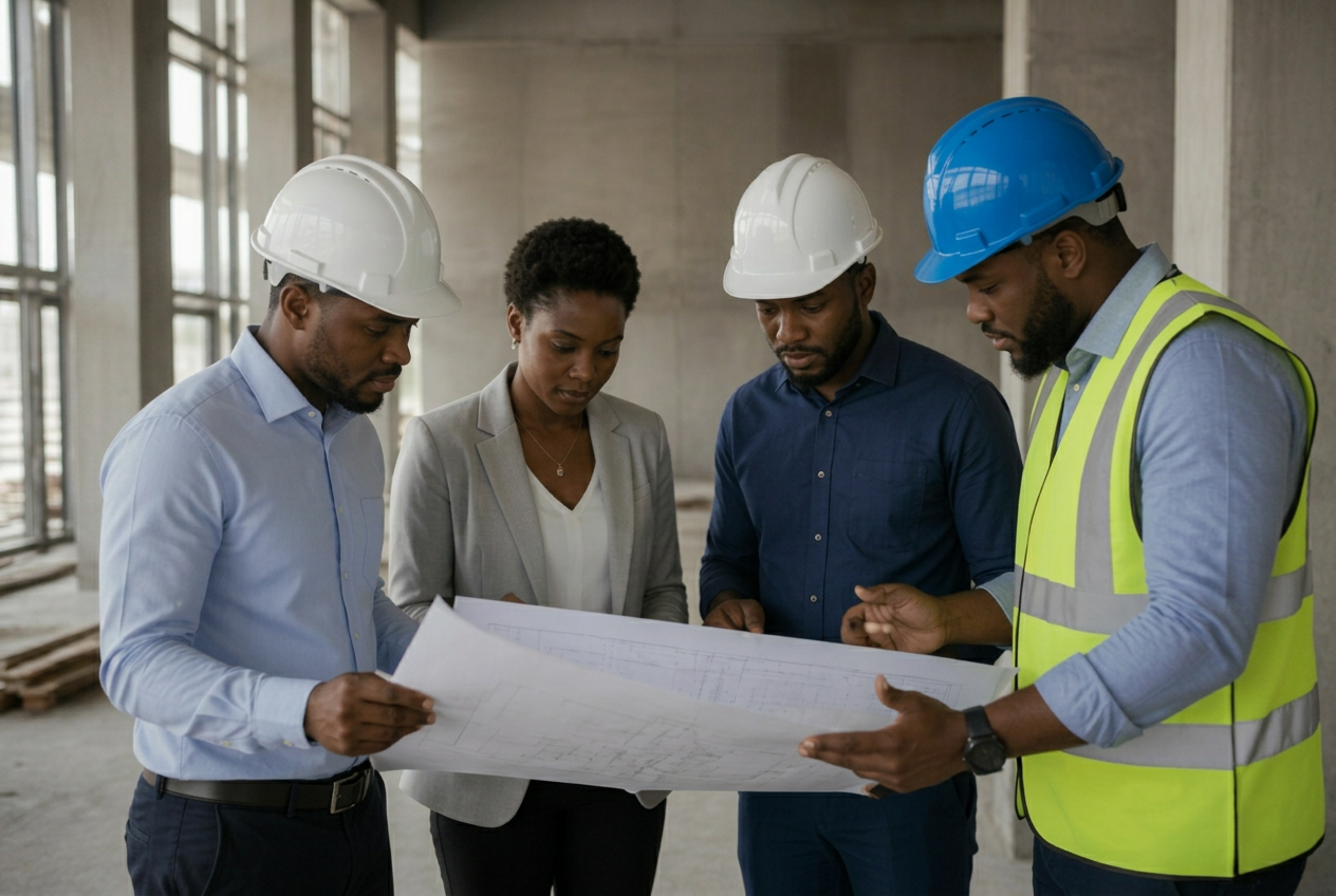 Limitless Liam Construction team reviewing drawings